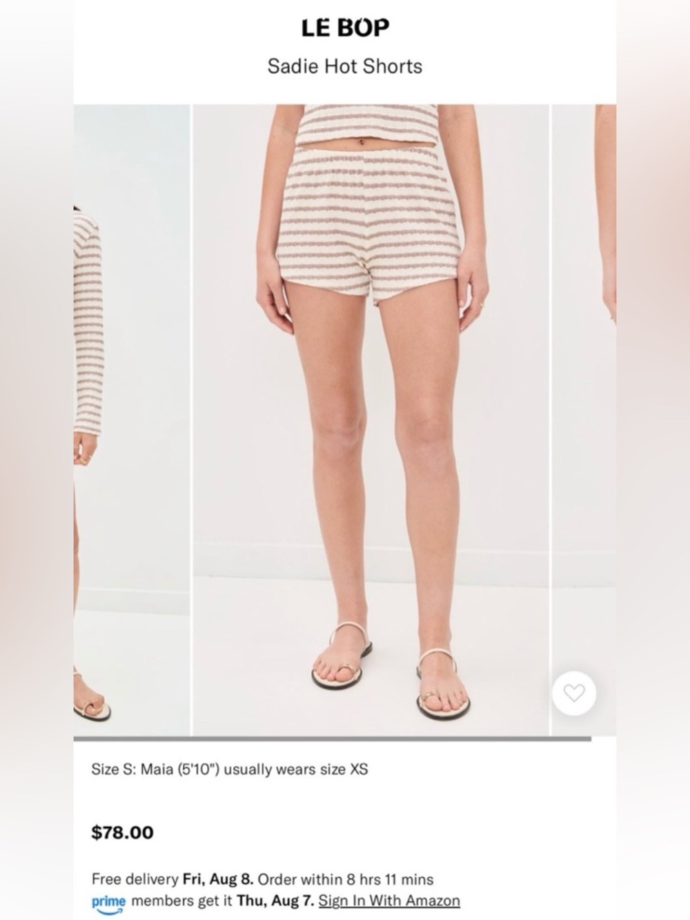 Le BOP Striped Shorts Size Large 0330